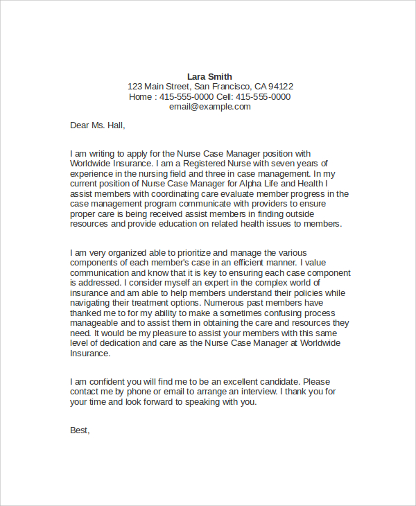 case manager cover letter samples