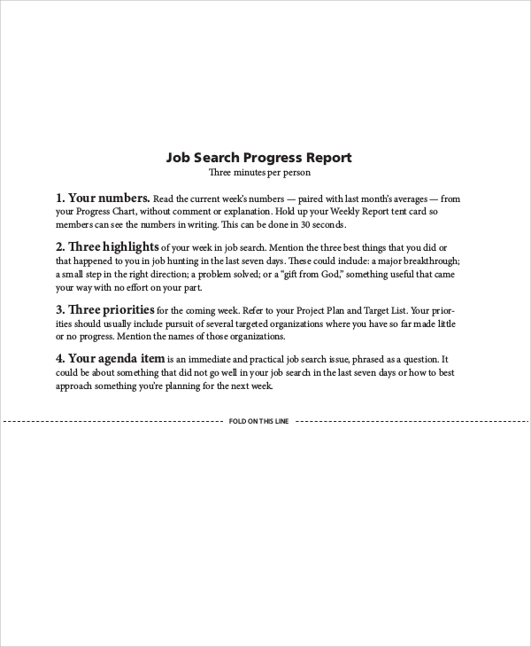 job search progress report