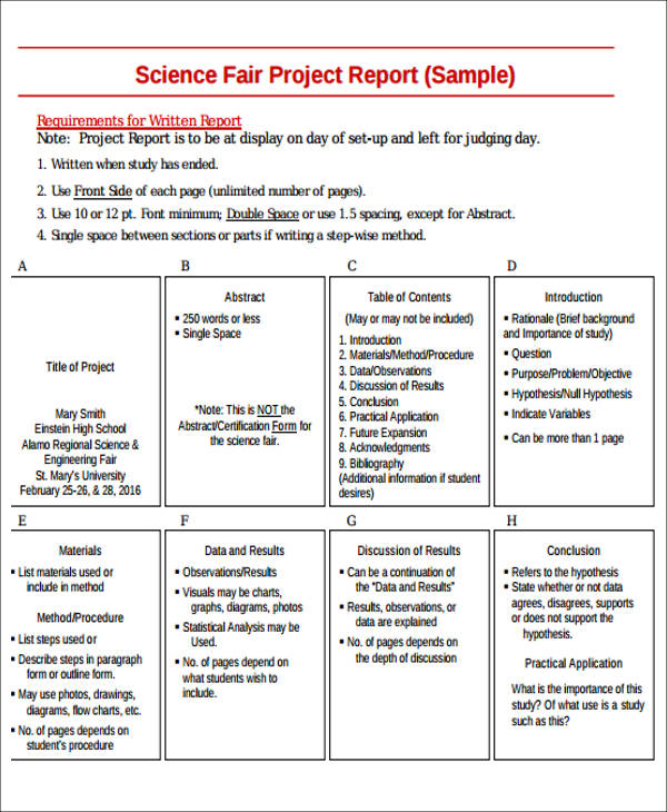 example of science fair project report