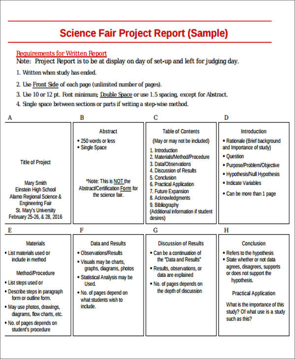 research plan example for science fair