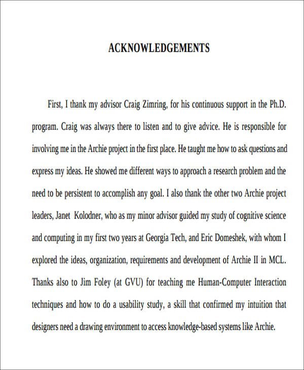 acknowledgement science project report