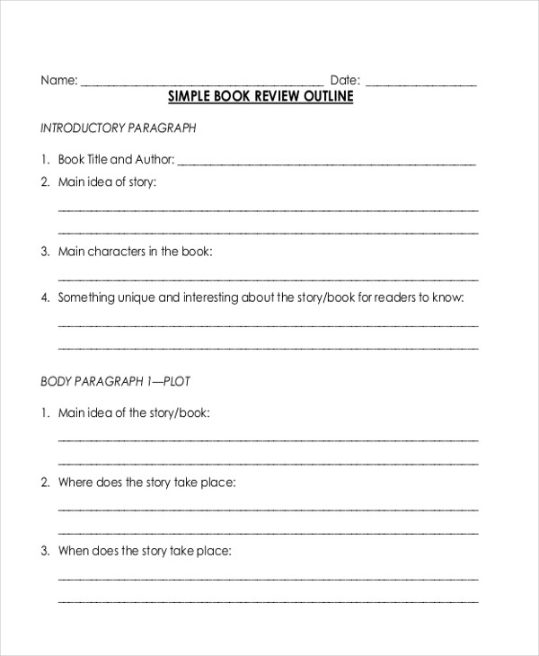 sample book review outline