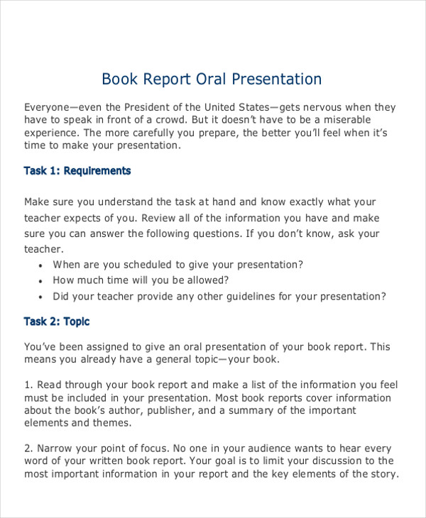 book report format college