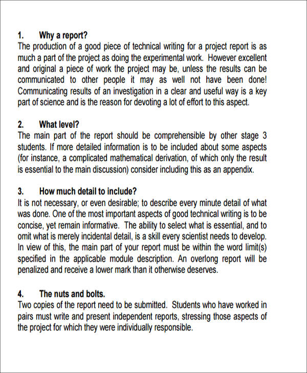 science project written report