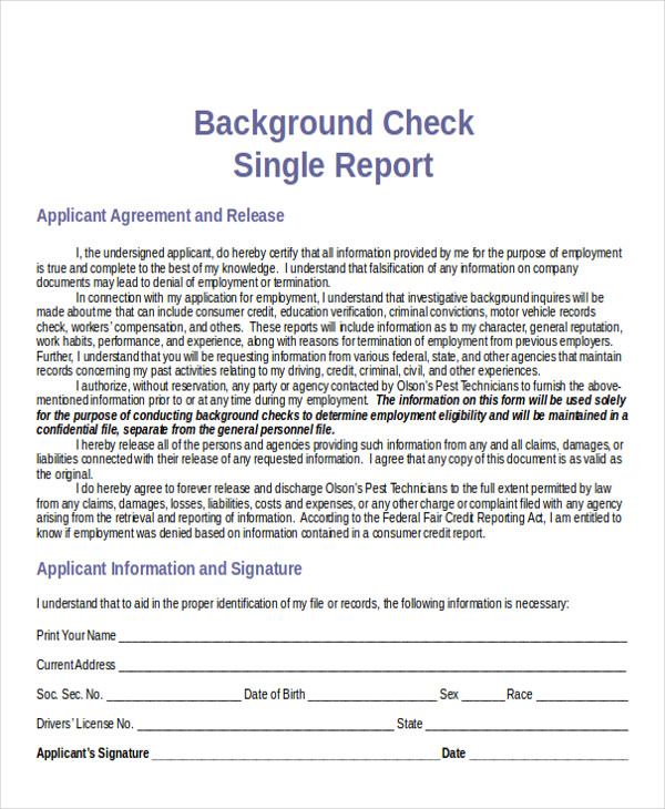 FREE 7+ Sample Background Check Reports in MS Word PDF