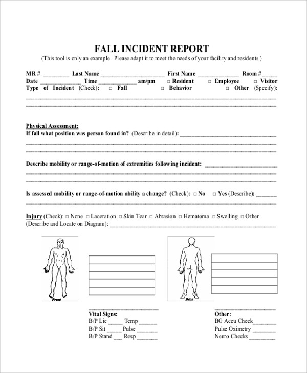 fall incident report example