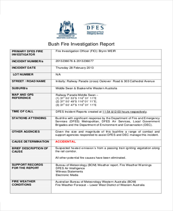 fire incident spot report