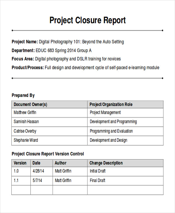 project report pdf sample