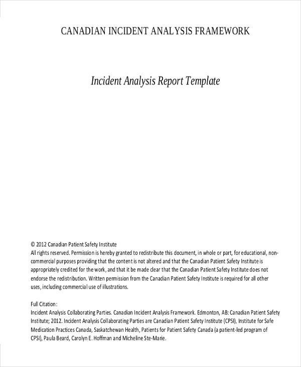 incident analysis report example