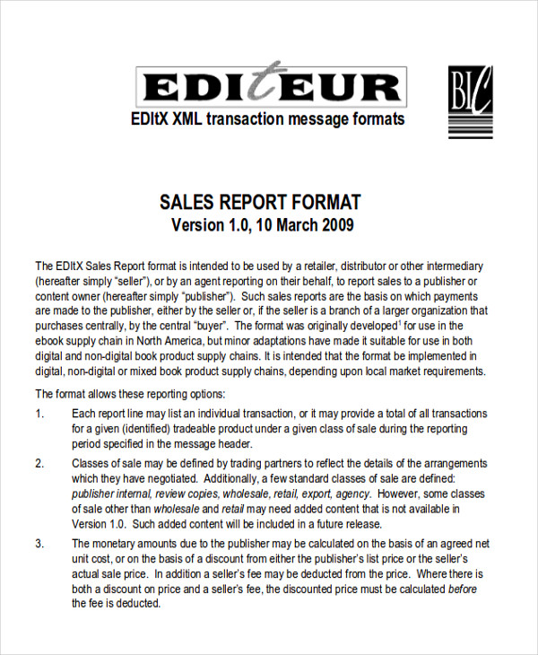 free sales report form