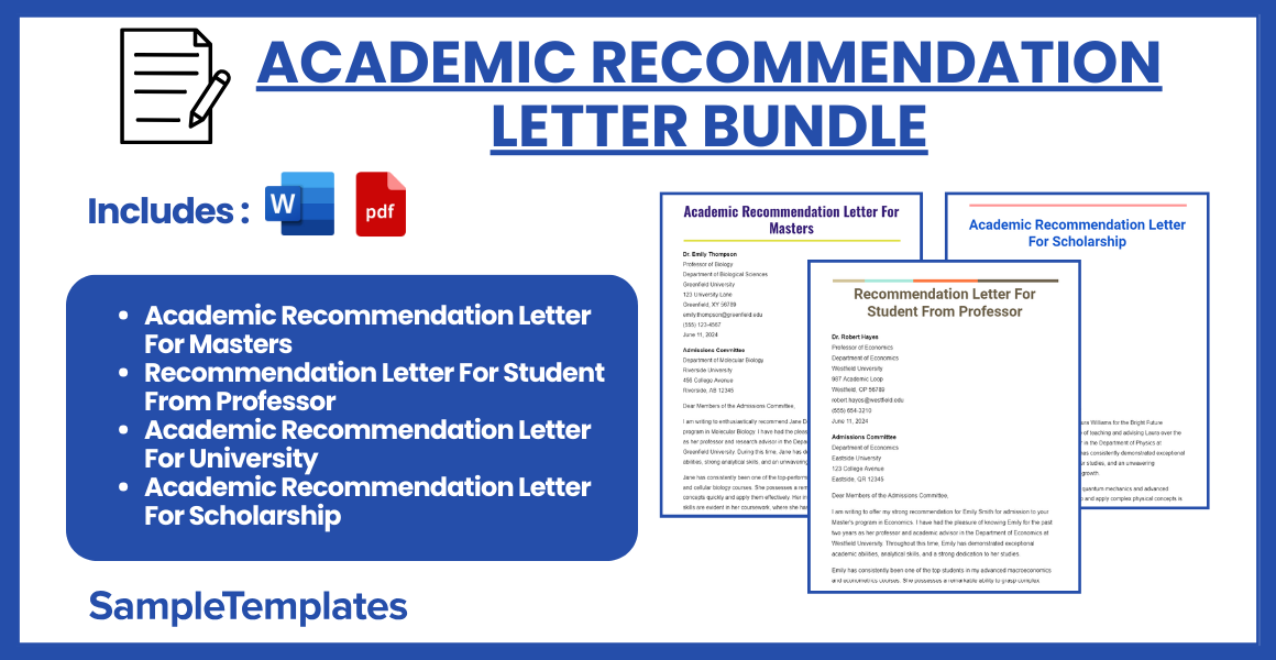 academic recommendation letter bundle