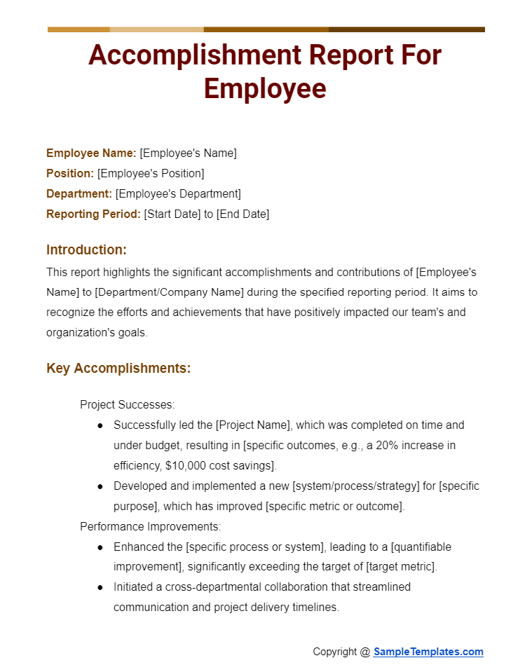 accomplishment report for employee