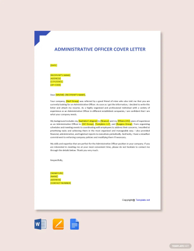 administrative officer cover letter template