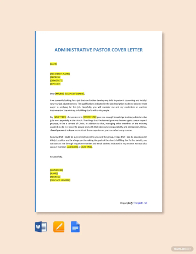 administrative pastor cover letter template