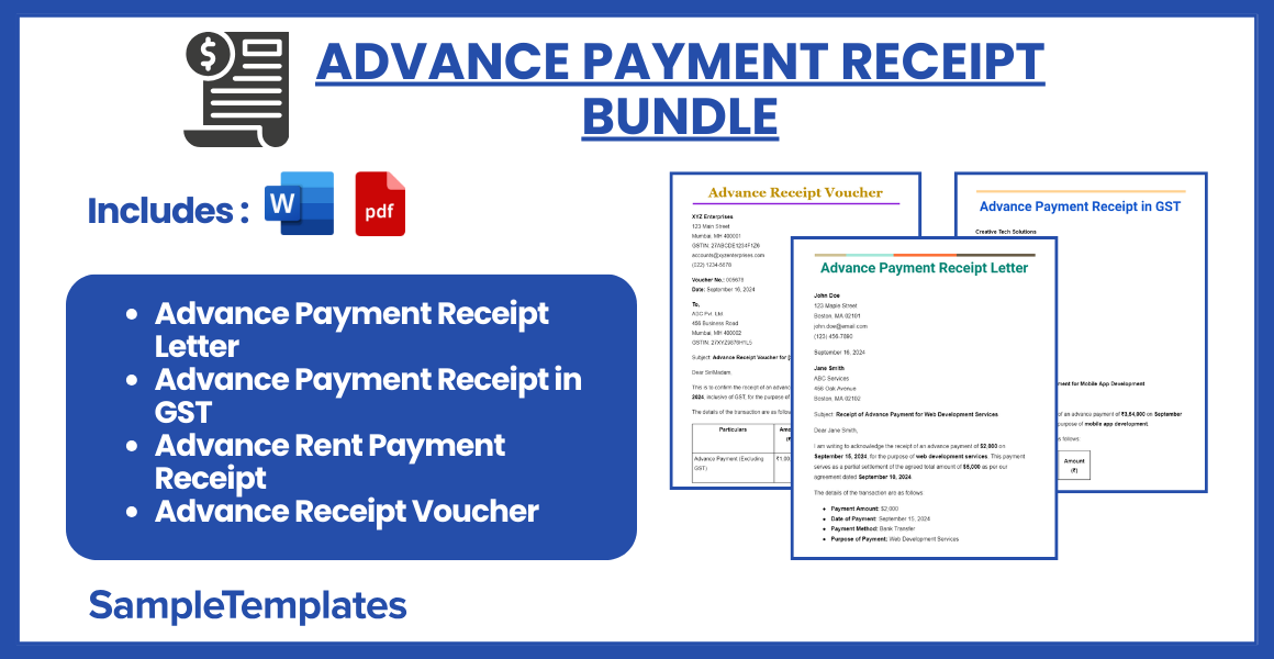 advance payment receipt bundle