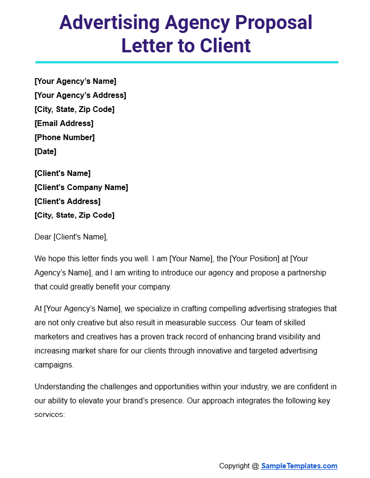 advertising agency proposal letter to client