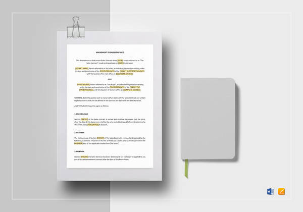 amendment to sales contract template