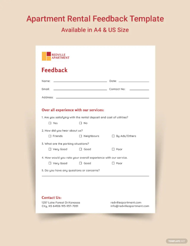 apartment rental feedback form template
