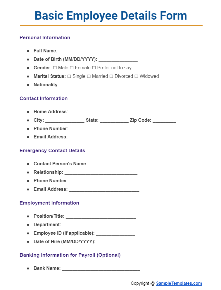 basic employee details form