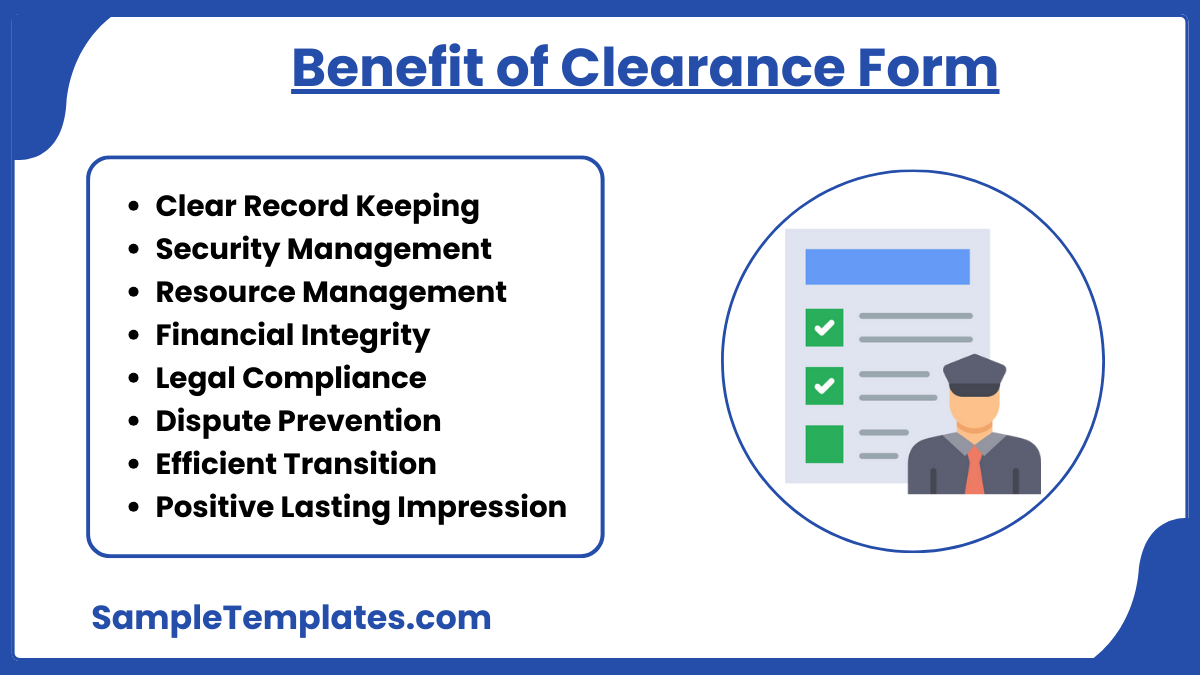 benefit of clearance form