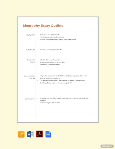 biography essay outline format template