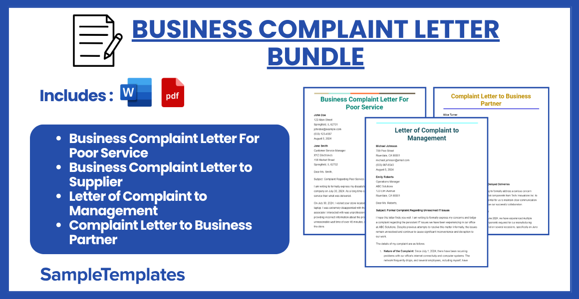 business complaint letter bundle