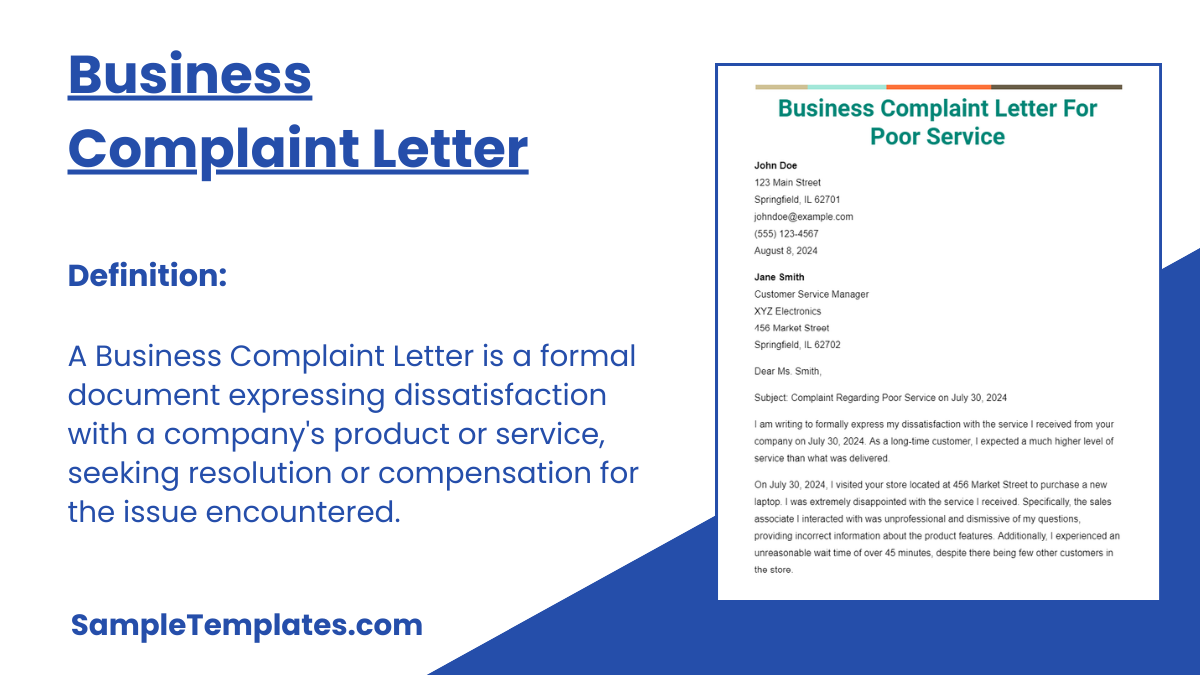 Business Complaint Letter