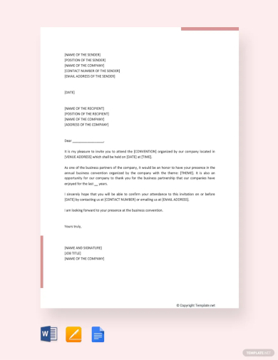 business invitation letter template