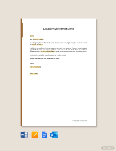 business invitation letter for an event template