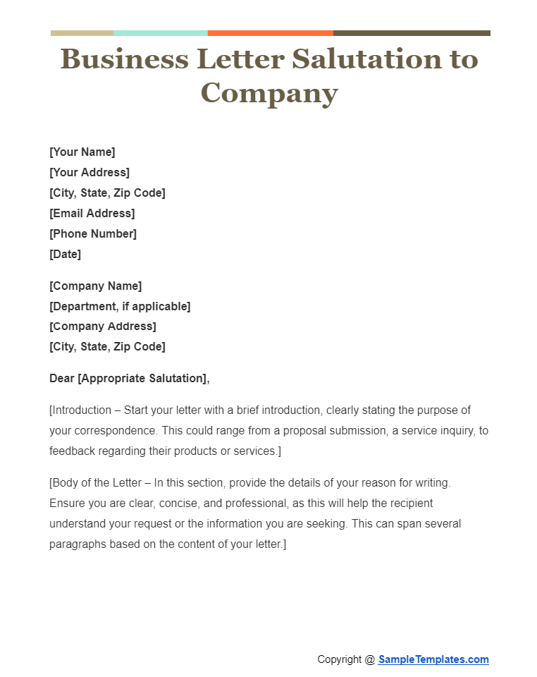 business letter salutation to company