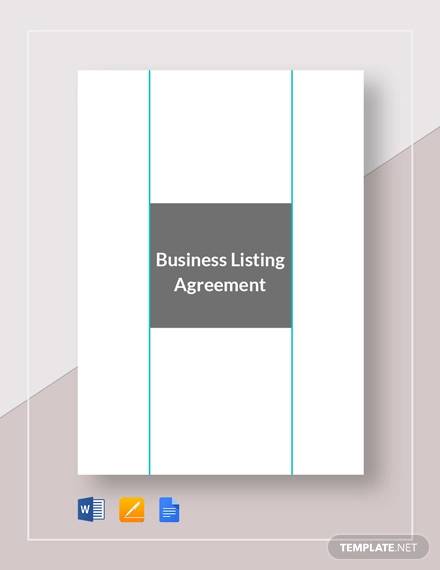 business listing agreement template