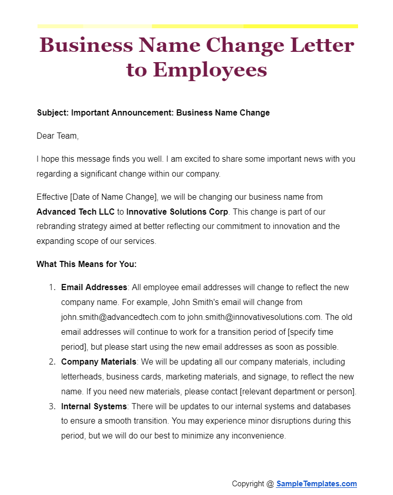 business name change letter to employees