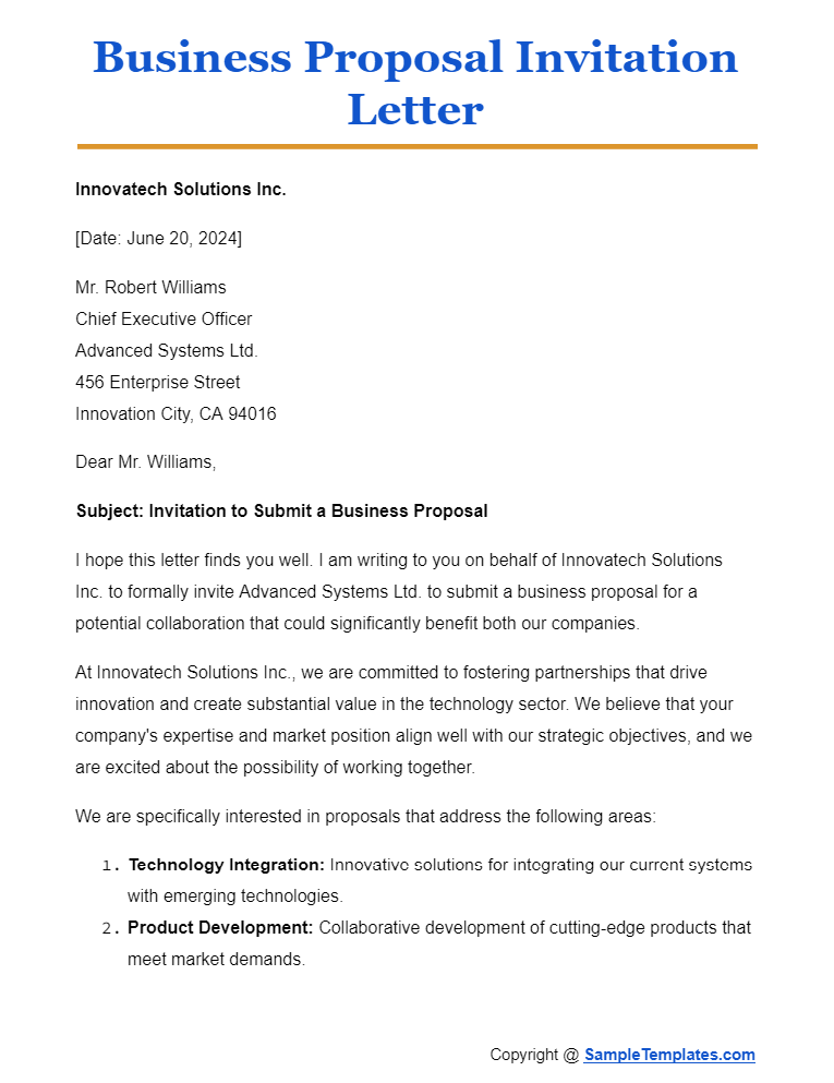 business proposal invitation letter