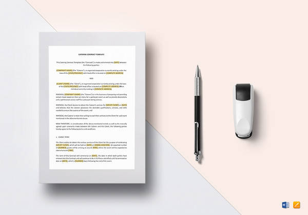 catering contract template in google docs