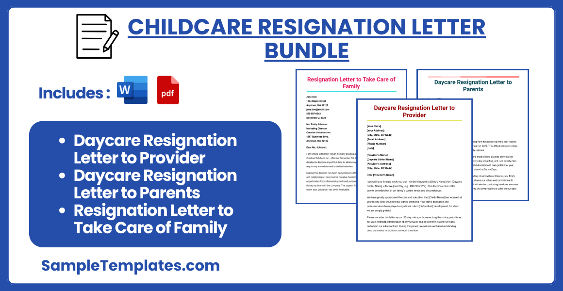 childcare resignation letter bundle