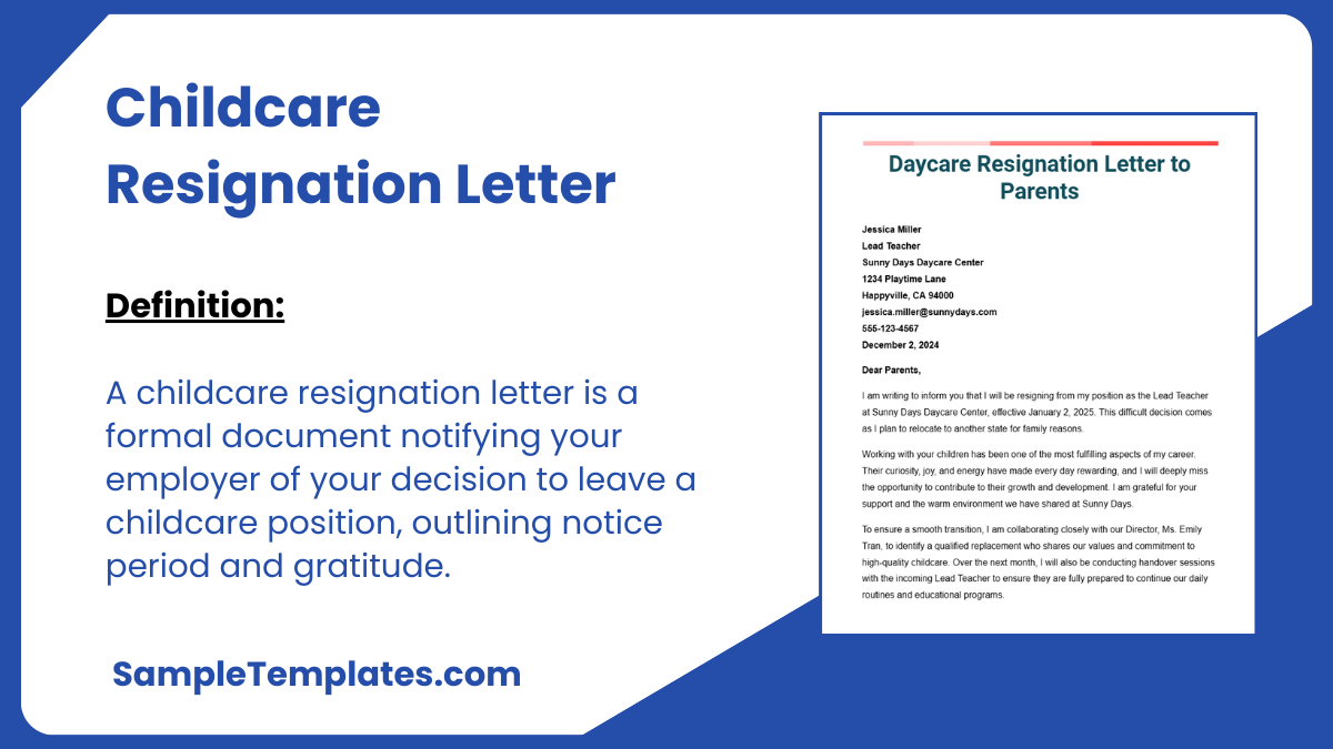 Childcare Resignation Letter