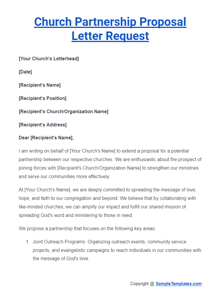 church partnership proposal letter request