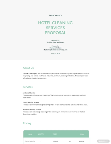 cleaning service proposal letter template