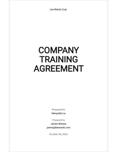 company training agreement template