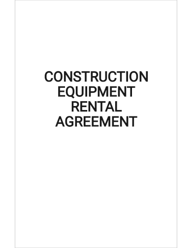 construction equipment rental agreement template