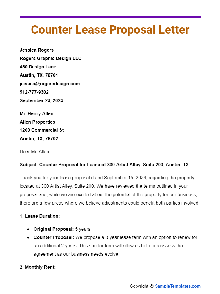 counter lease proposal letter