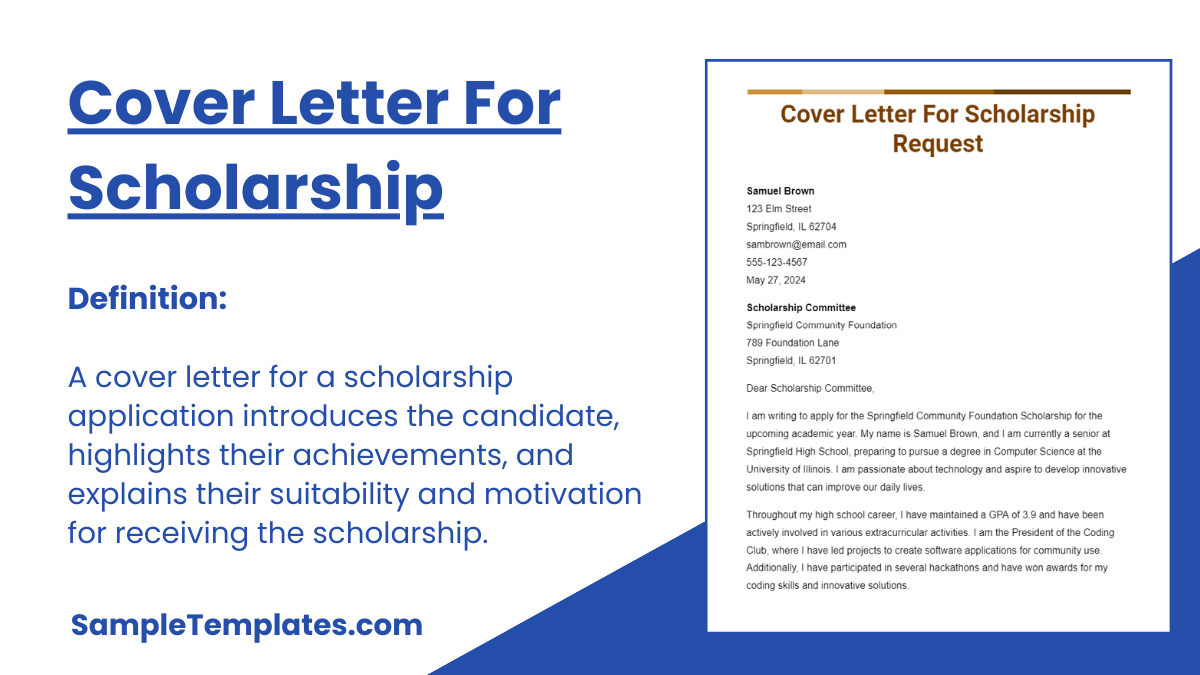 Cover Letter for Scholarship