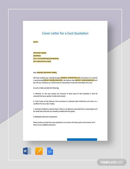 cover letter for quotation to client