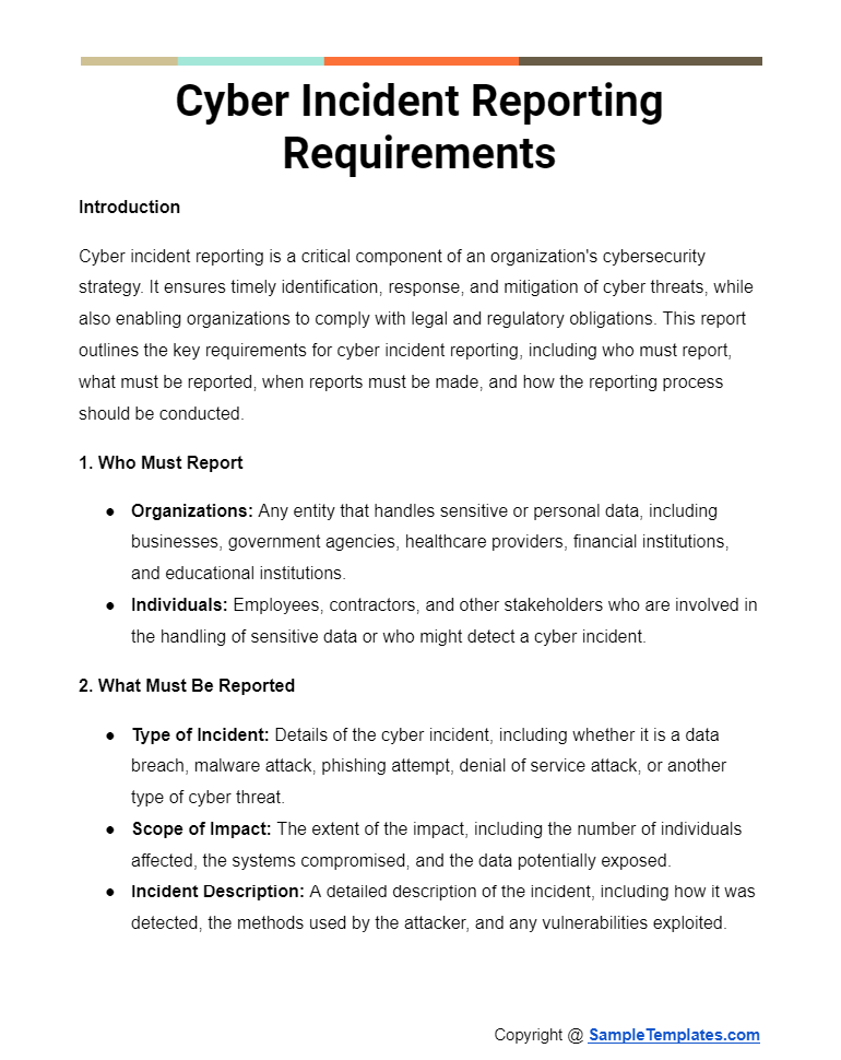 cyber incident reporting requirements
