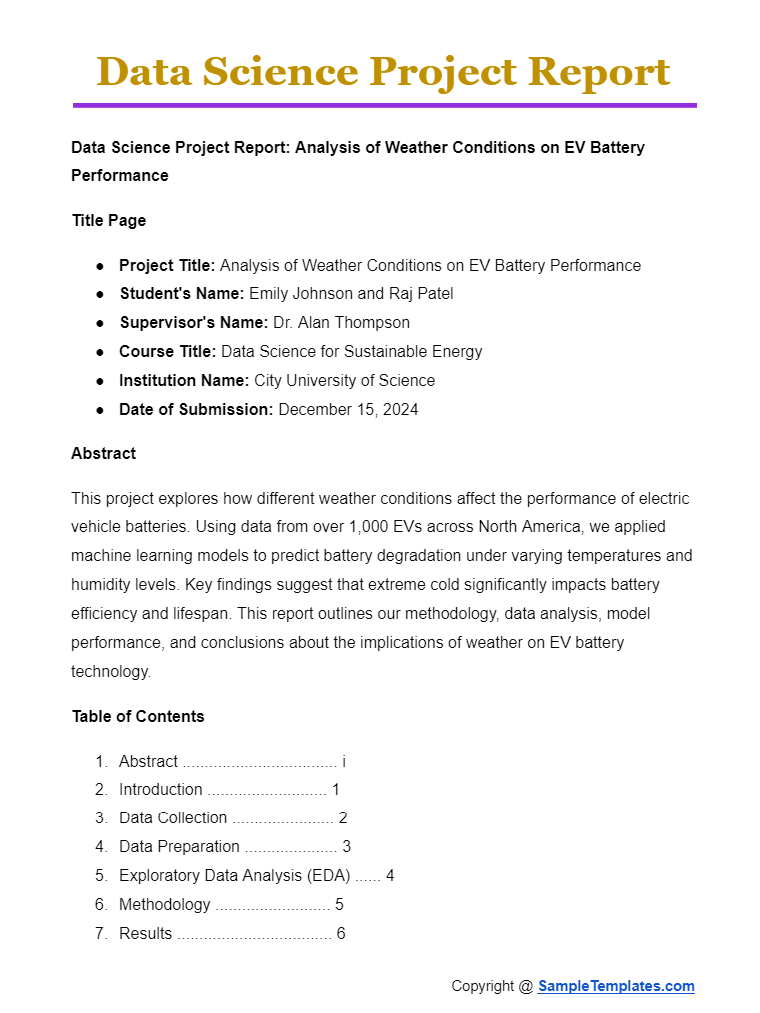 data science project report