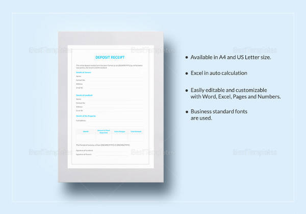 deposit receipt excel template