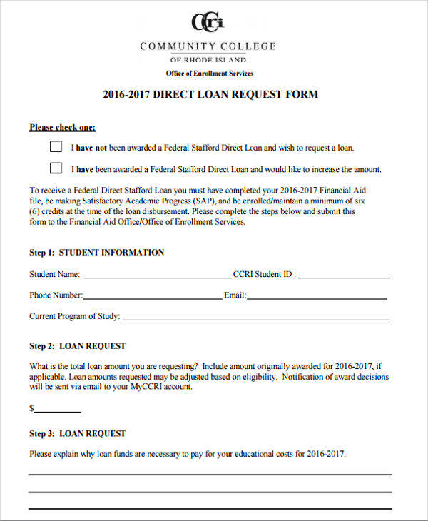 direct loan request form