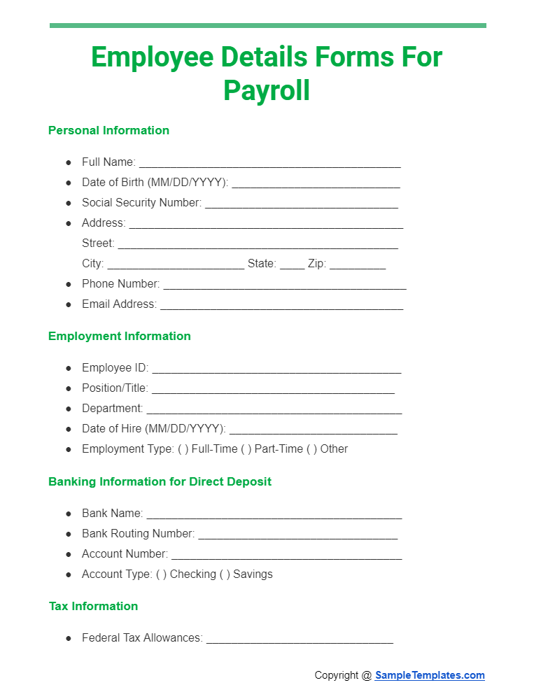 employee details forms for payroll