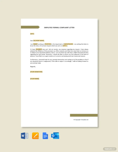 employee formal complaint letter template