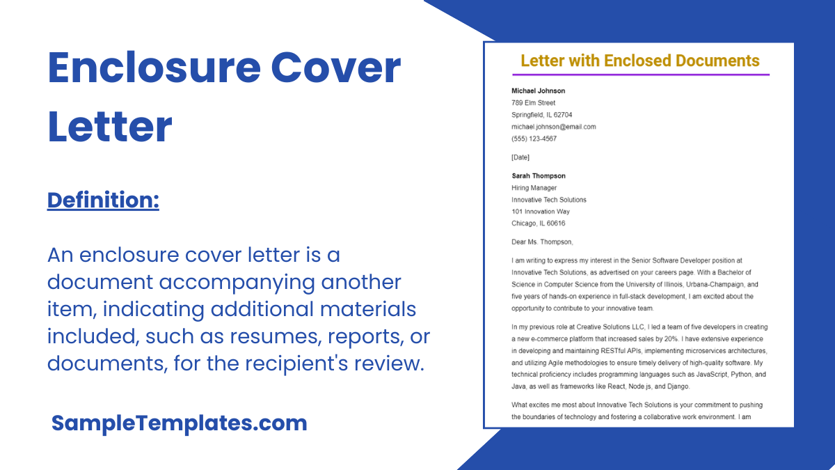 Enclosure Cover Letter